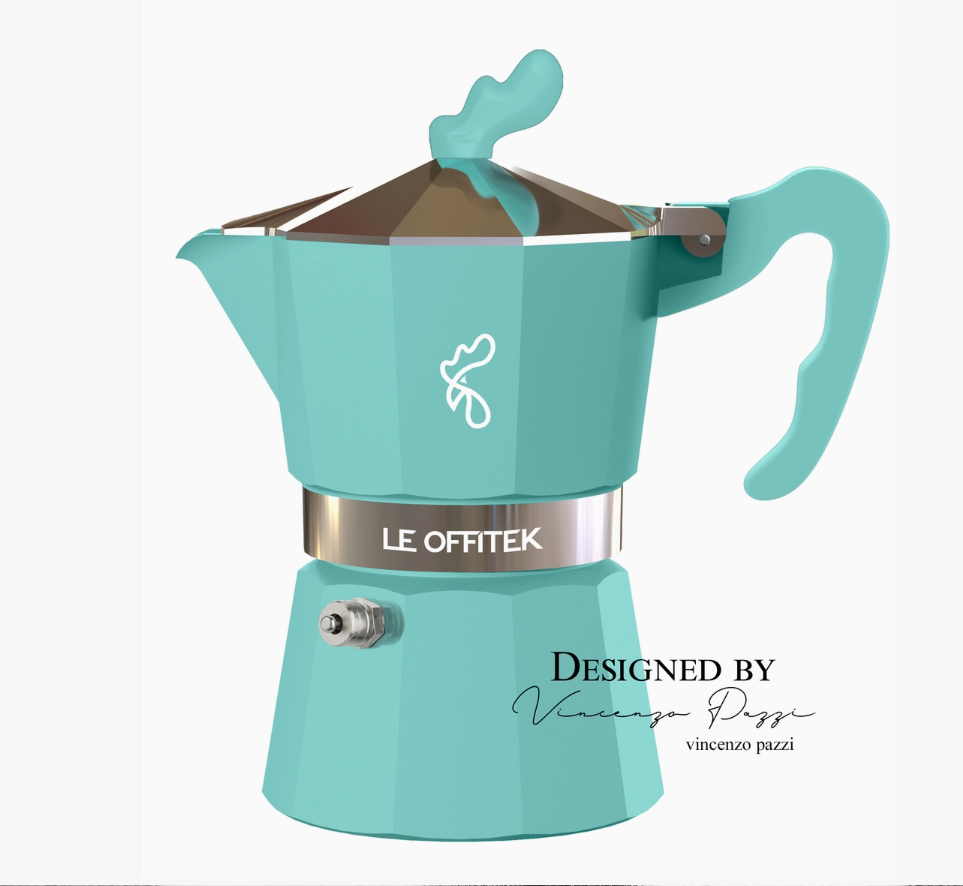 Pastel Teal Moka Pot - 3 Cup
